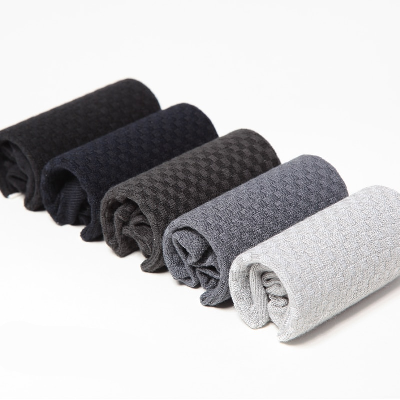 Men's Bamboo Fiber Socks Casual Breathable Anti-Bacterial Elastic Sock 5 Pairs